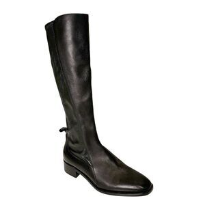 Christian Louboutin Tagastretch Knee High Boots Black Leather EU 38 Low Heel